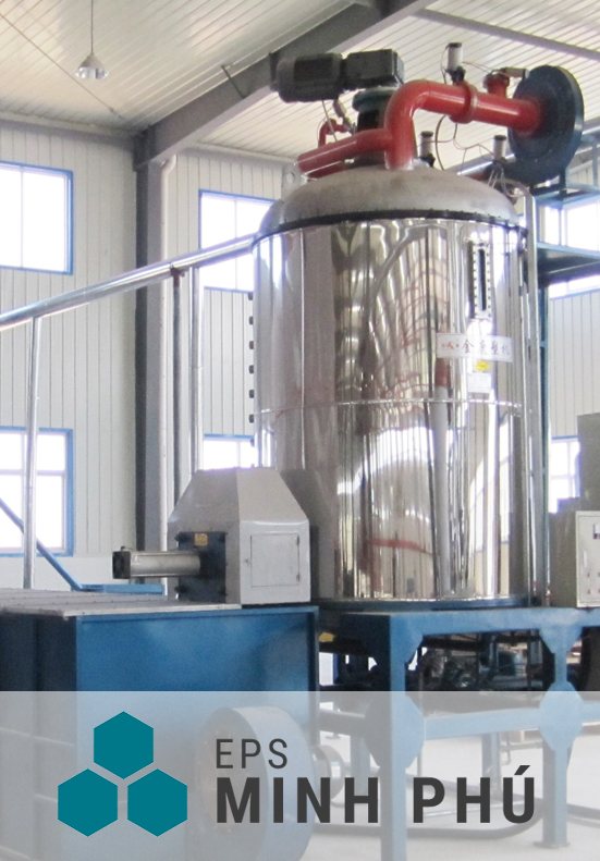 Máy kích nở hạt EPS đặt trong nhà xưởng của EPS Minh Phú